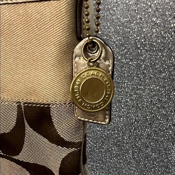 Coach Brown and Tan Signature Crossbody Bag - Picture 2 of 8